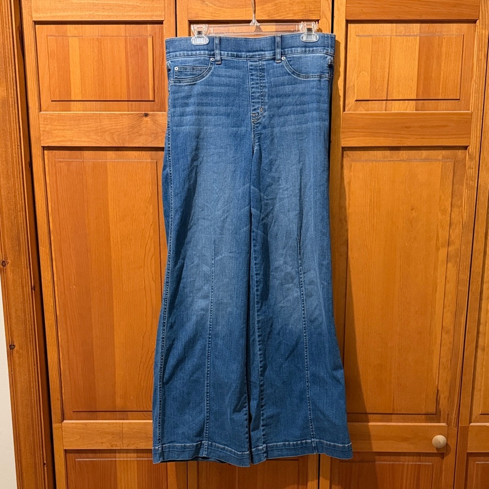 SPANX Wide Leg Denim Jumpsuit Pants - Blue - Picture 3 of 5